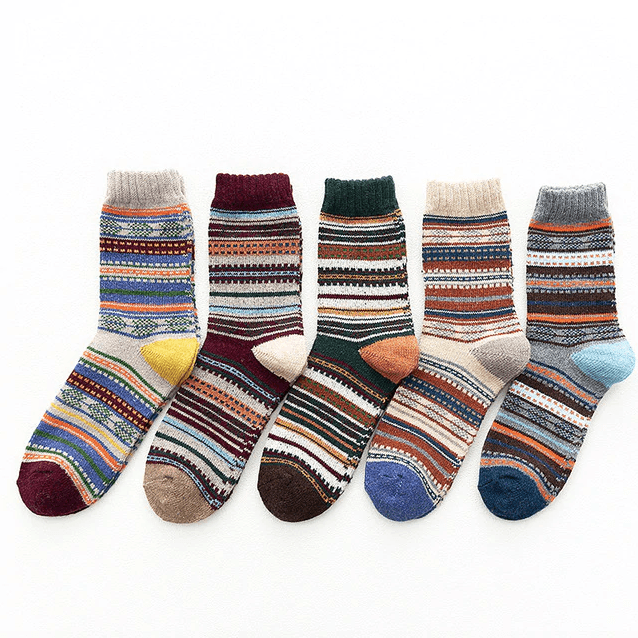 Scandinavische Wintersokken met Wolmix – Warme Unisex Sokken in 6 Patronen | Sansoti