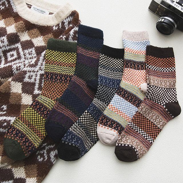 Scandinavische Wintersokken met Wolmix – Warme Unisex Sokken in 6 Patronen | Sansoti