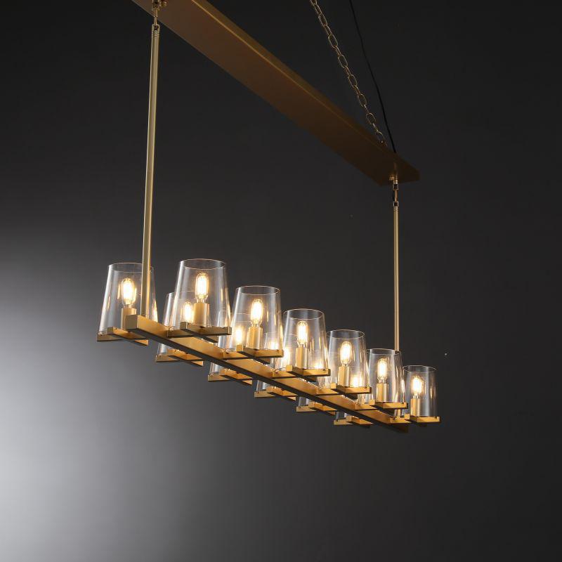 Lineaire Kristallen Kroonluchter 10-12 Lichtpunten Messing Scandinavisch Design Eetkamer Woonkamer Hangverlichting | Sansoti