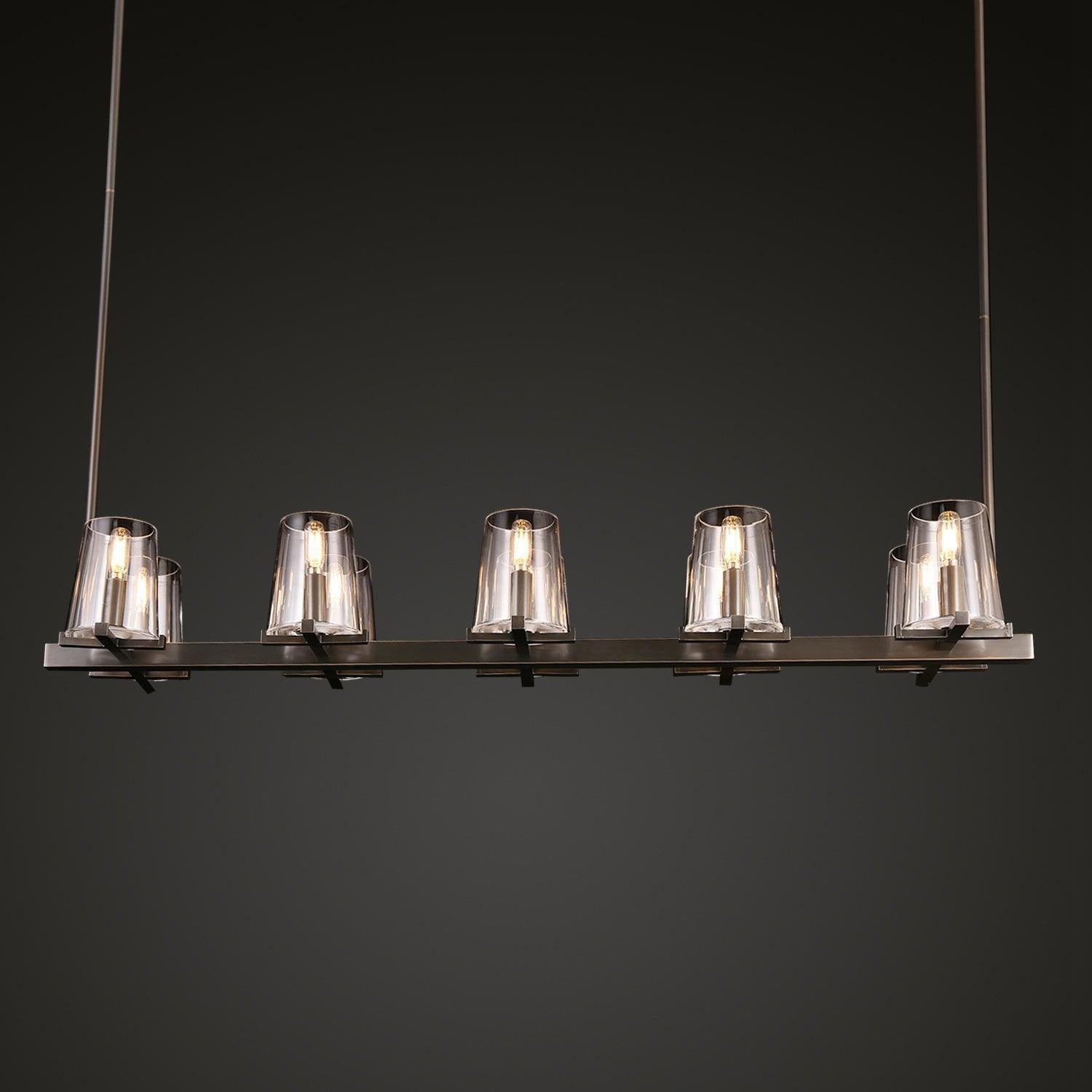 Lineaire Kristallen Kroonluchter 10-12 Lichtpunten Messing Scandinavisch Design Eetkamer Woonkamer Hangverlichting | Sansoti