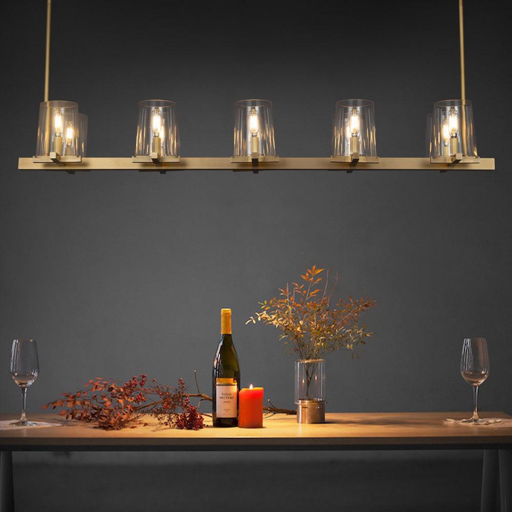 Lineaire Kristallen Kroonluchter 10-12 Lichtpunten Messing Scandinavisch Design Eetkamer Woonkamer Hangverlichting | Sansoti