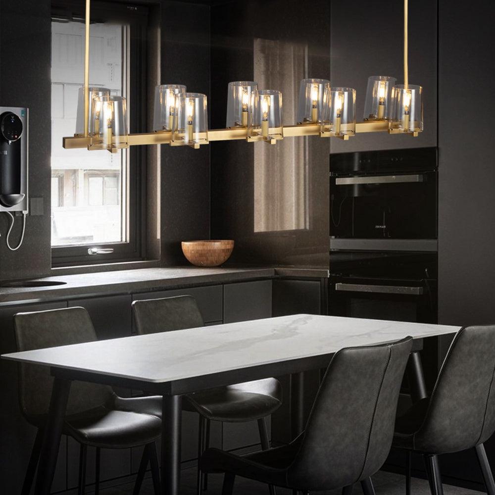 Lineaire Kristallen Kroonluchter 10-12 Lichtpunten Messing Scandinavisch Design Eetkamer Woonkamer Hangverlichting | Sansoti