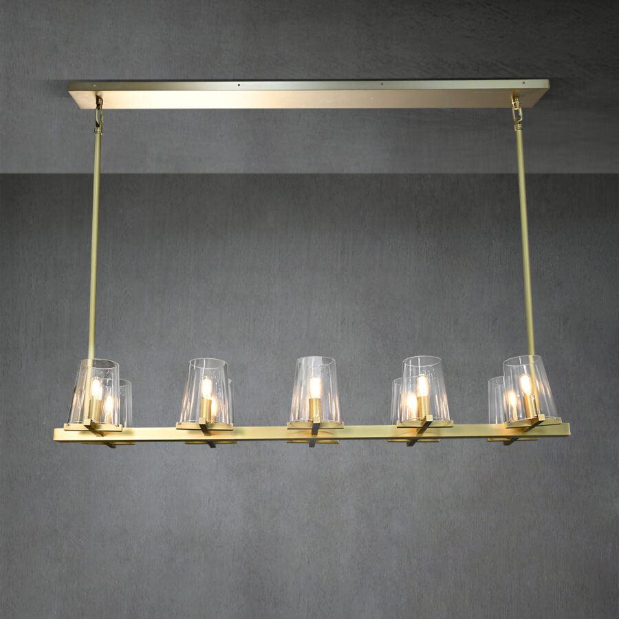 Lineaire Kristallen Kroonluchter 10-12 Lichtpunten Messing Scandinavisch Design Eetkamer Woonkamer Hangverlichting | Sansoti