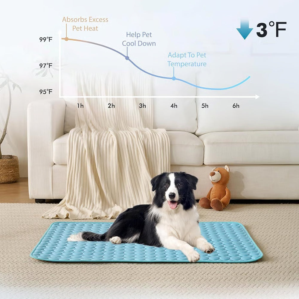 Self-Cooling Pet Mat with Temperature Regulation, No Power Required, Gel-Free, Washable, Comfortable for Dogs and Cats | Sansoti