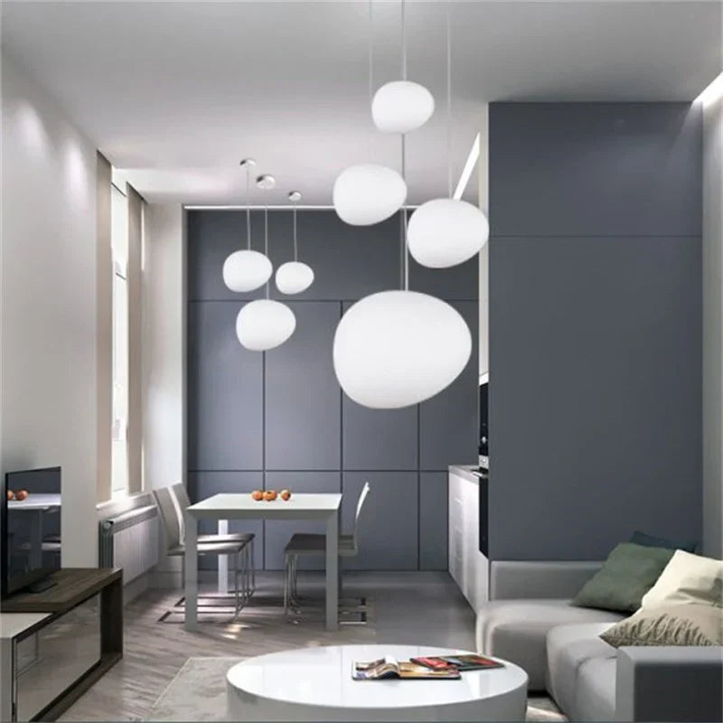 Hängelampe Handgeblasen Glas Minimalistisch Milchweiß Wohnzimmer Esszimmer E27 Warmweiß | Restfield
