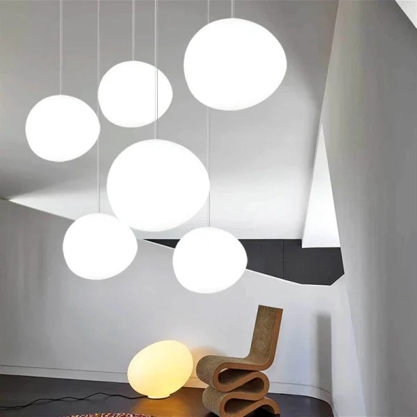 Hängelampe Handgeblasen Glas Minimalistisch Milchweiß Wohnzimmer Esszimmer E27 Warmweiß | Restfield