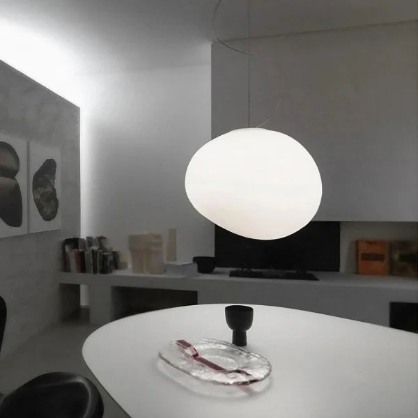 Hängelampe Handgeblasen Glas Minimalistisch Milchweiß Wohnzimmer Esszimmer E27 Warmweiß | Restfield