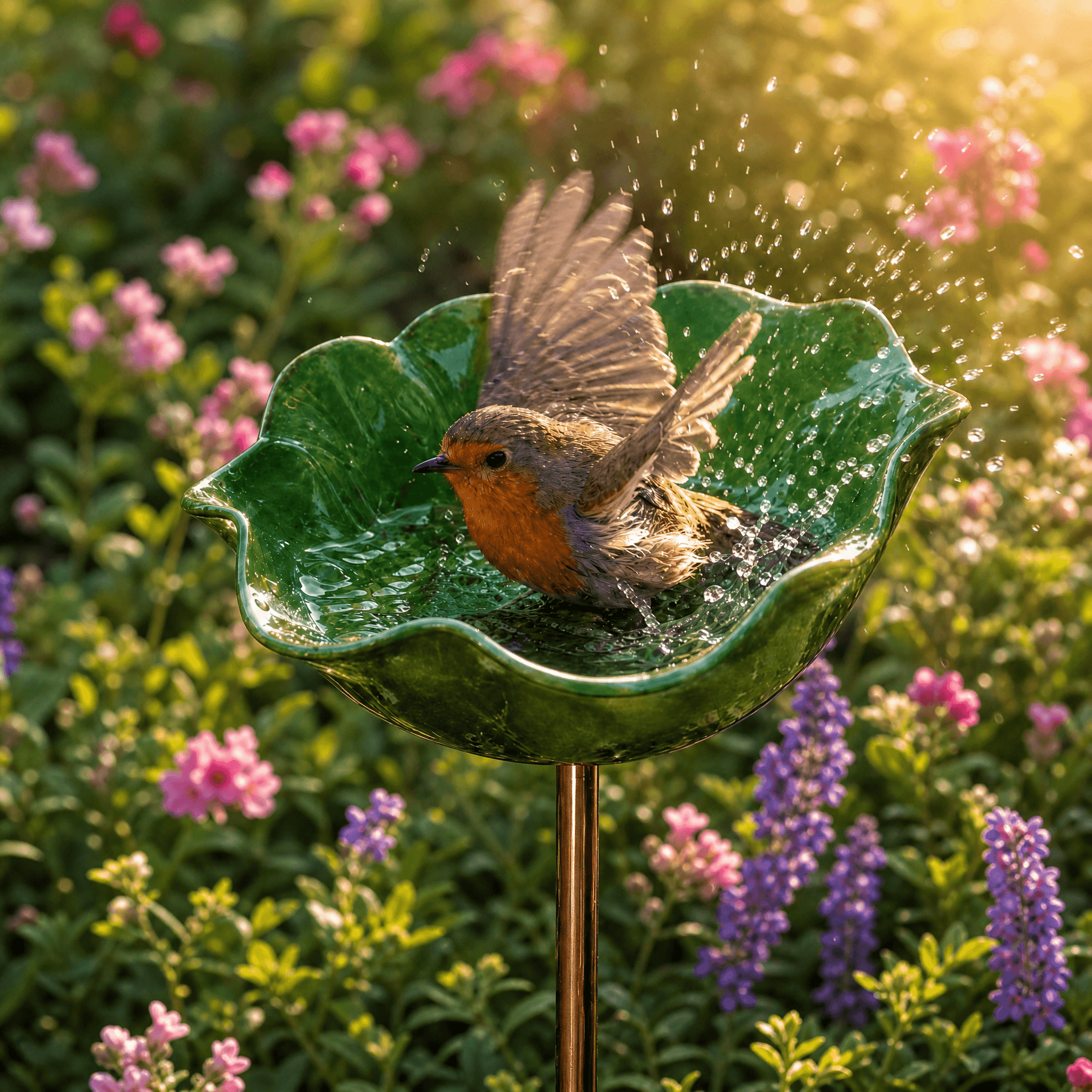 Metalen Klaproos Vogelbad Tuinsteker — Handgevormd Watersieraad voor Vogels, Bijen & Vlinders | Sansoti