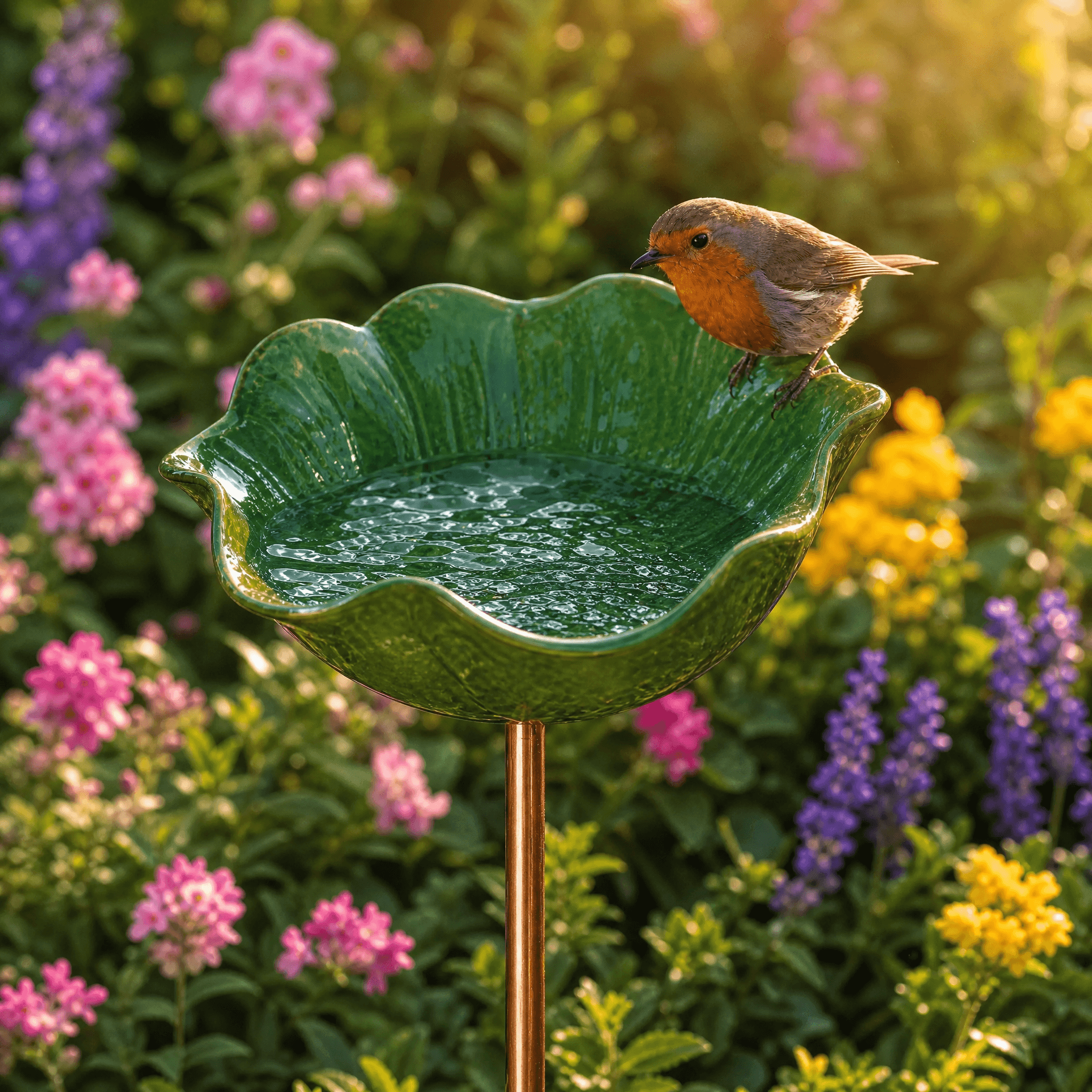 Metalen Klaproos Vogelbad Tuinsteker — Handgevormd Watersieraad voor Vogels, Bijen & Vlinders | Sansoti