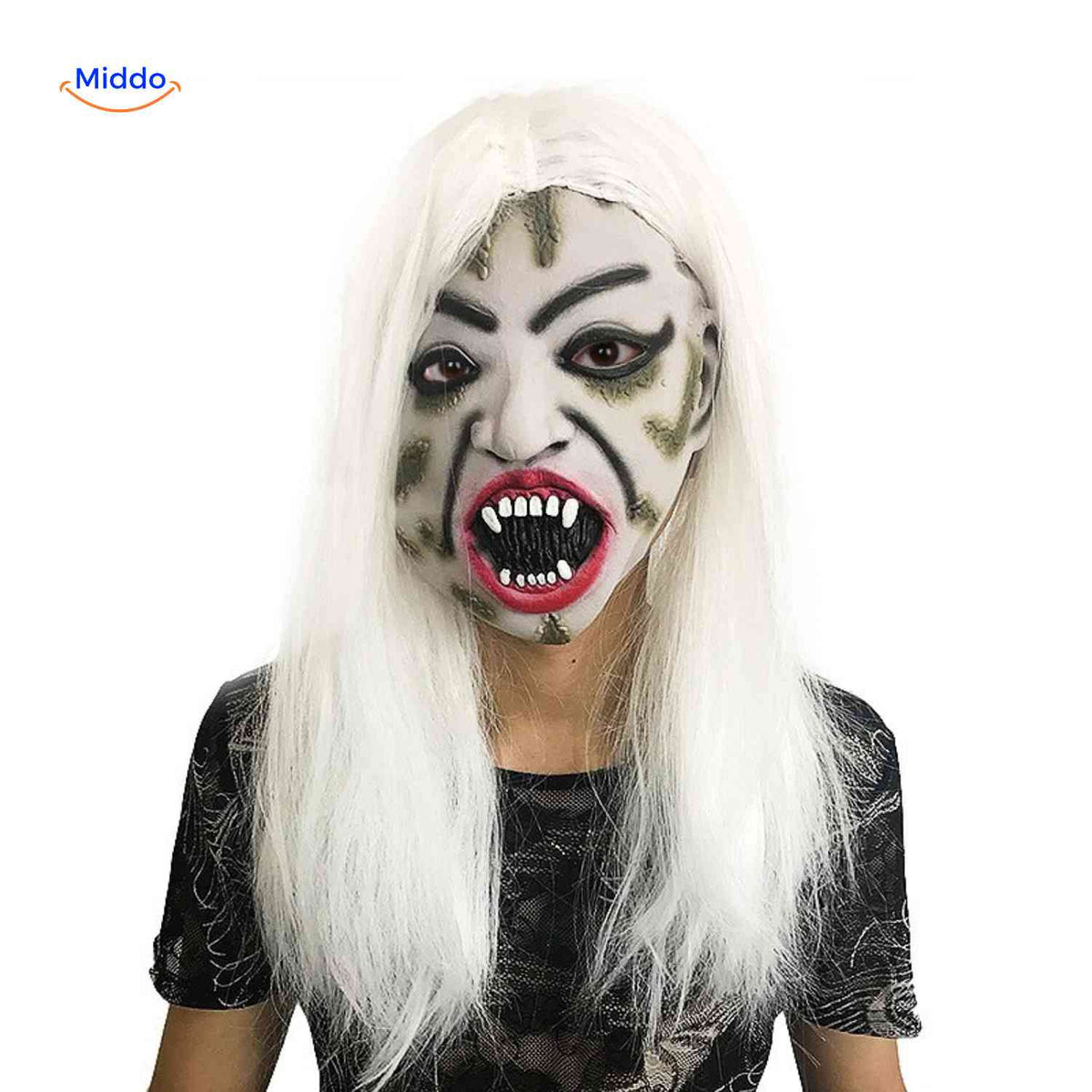 Masque d’horreur avec cheveux synthétiques en latex, masque effrayant pour Halloween, cosplay, fête, carnaval et soirée costumée | Sansoti