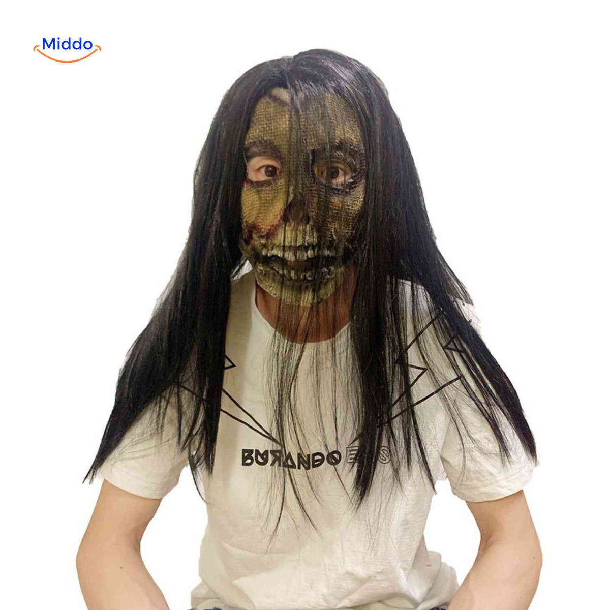 Masque d’horreur avec cheveux synthétiques en latex, masque effrayant pour Halloween, cosplay, fête, carnaval et soirée costumée | Sansoti