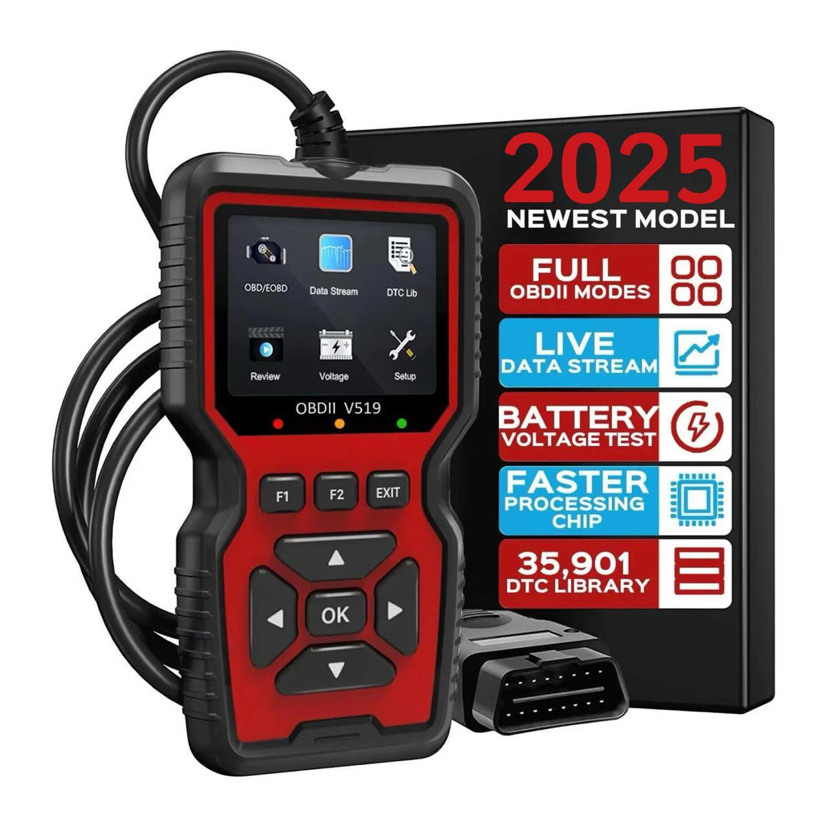 OBD2-Fahrzeugdiagnosetester mit Farbdisplay, Live-Datenüberwachung und Fehlercodeauslesung für Autos und Motorräder | Sansoti