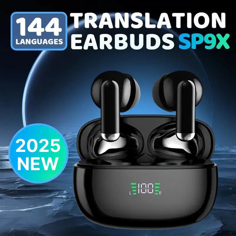 Écouteurs de traduction sans fil avec traduction en temps réel dans 144 langues, Bluetooth, pour communiquer en voyage et au travail | Sansoti