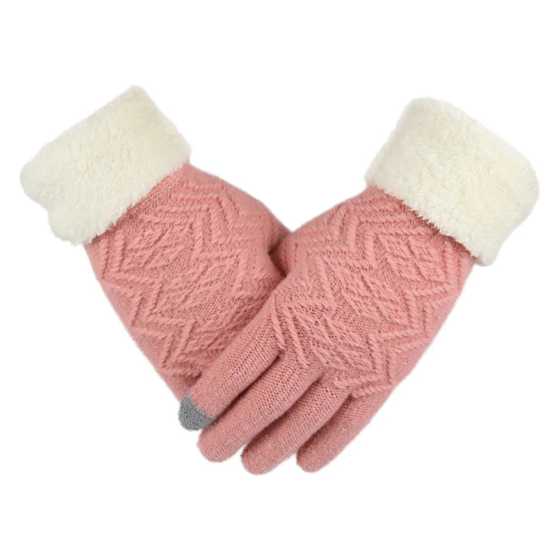 Touchscreen Gloves with Fleece Lining Windproof Knitted Winter Gloves One Size Warm Unisex | Sansoti