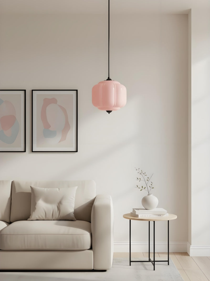 Vintage Kroonluchter met Crèmekleurige Glazen Kappen – Hanglamp in Retro-Stijl voor Eetkamer & Woonkamer | Sansoti