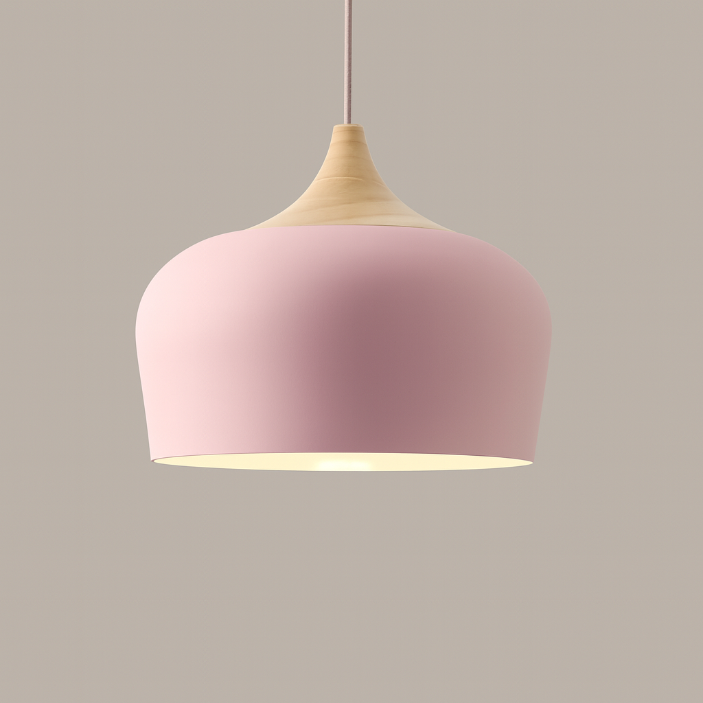 Hängelampe Pastell Aluminium Holz Retro Kuppel Kugel E27 Kinderzimmer Wohnzimmer | Restfield