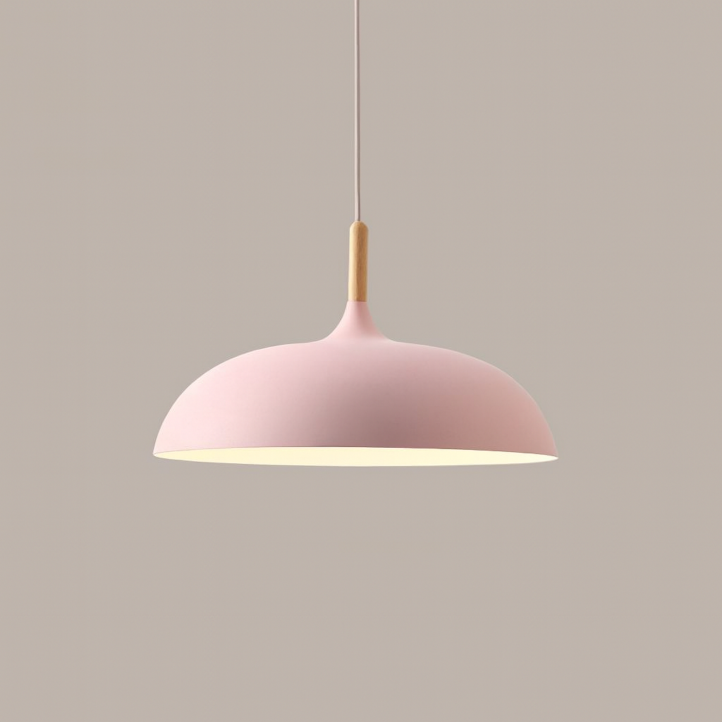 Hängelampe Pastell Aluminium Holz Retro Kuppel Kugel E27 Kinderzimmer Wohnzimmer | Restfield