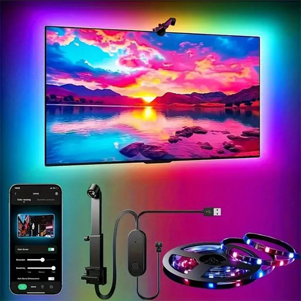 RGB LED Strip voor TV 55-75 inch met Smart Camerasync Muziekmodus App-bediening USB-aansluiting Sfeerverlichting | Sansoti