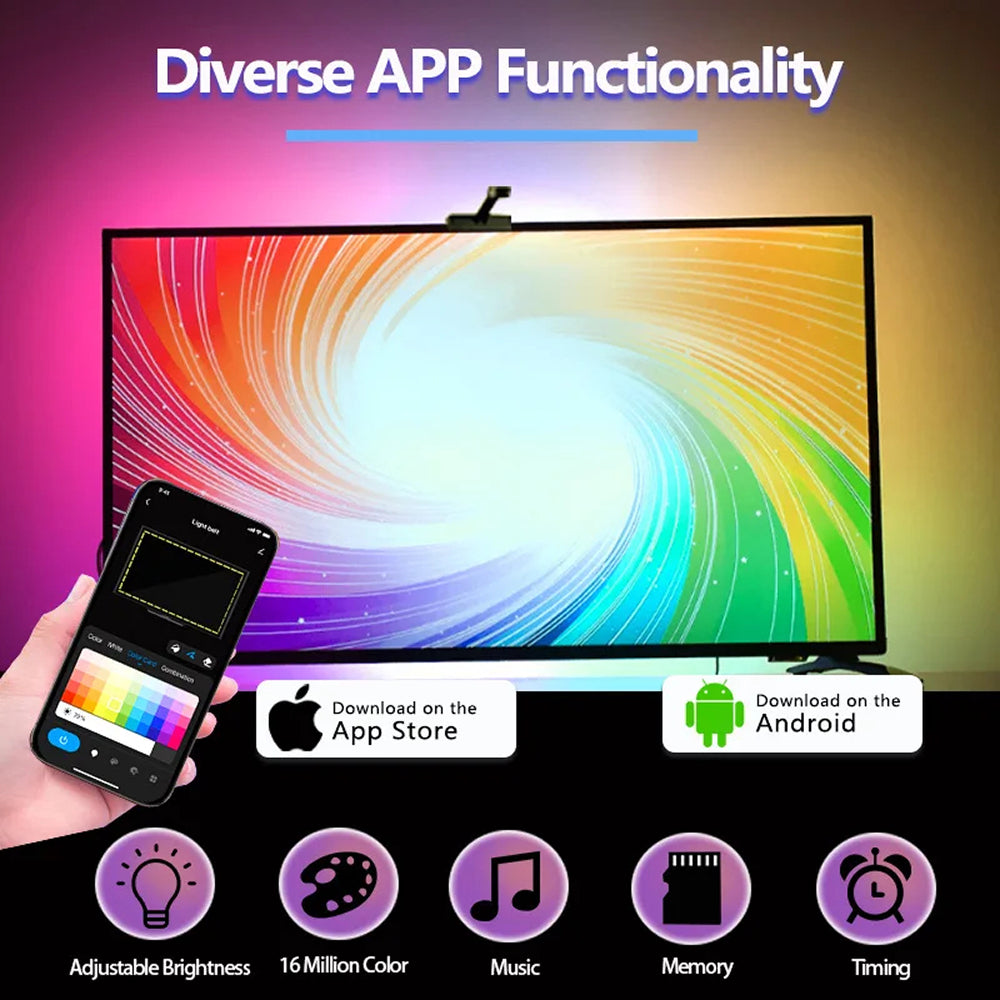 RGB LED Strip voor TV 55-75 inch met Smart Camerasync Muziekmodus App-bediening USB-aansluiting Sfeerverlichting | Sansoti