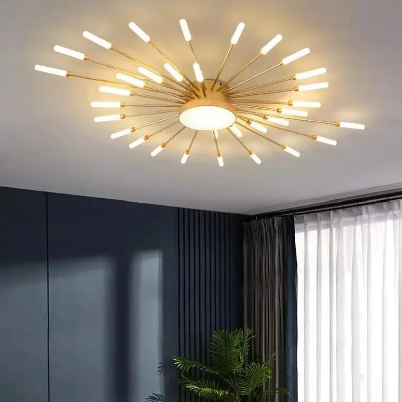 Plafondlamp Zon Design LED Aluminium Goud Zwart 128cm Modern | Sansoti