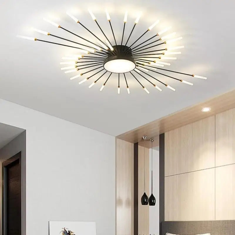 Plafondlamp Zon Design LED Aluminium Goud Zwart 128cm Modern | Sansoti