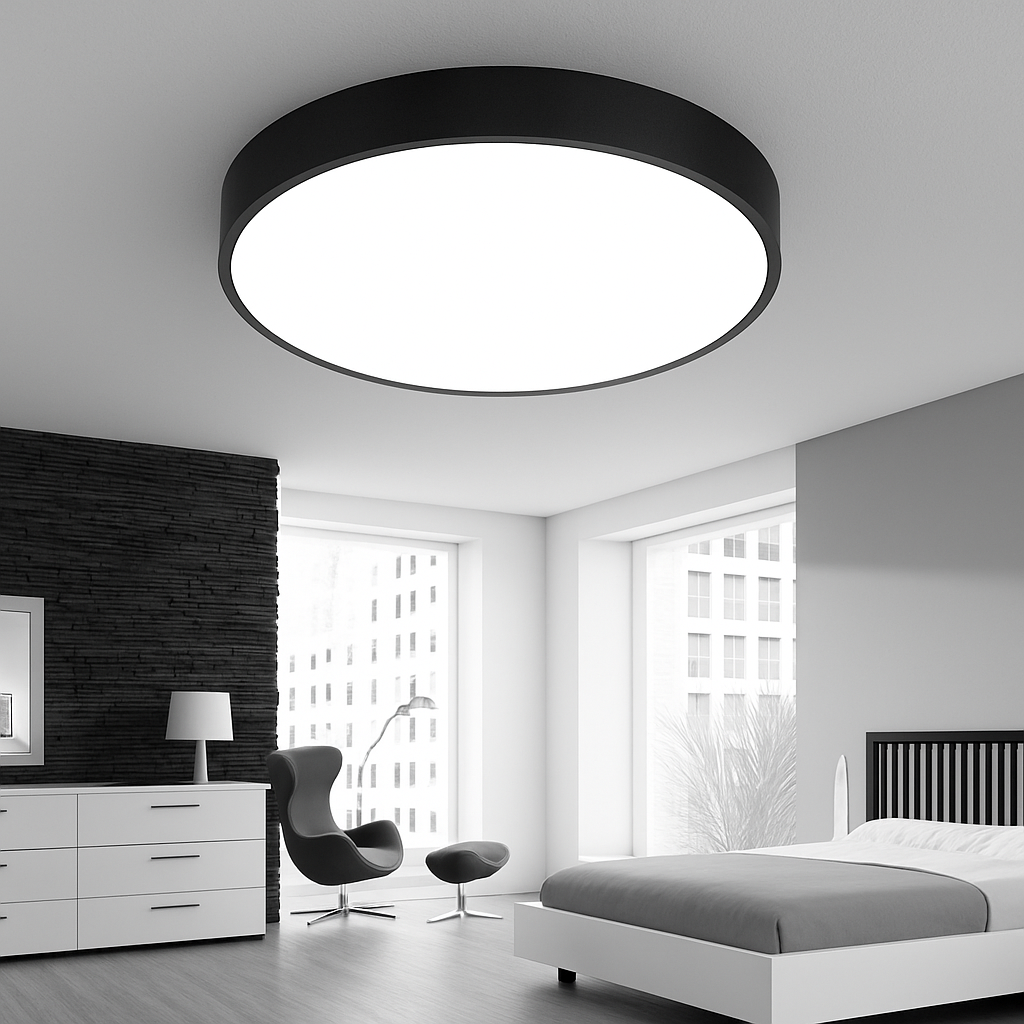 LED Plafondlamp Rond Dimbaar IJzer Frosted Glas Zwart Wit Woonkamer Slaapkamer Keuken Plafonnière Modern Minimalistisch 23cm 30cm 40cm 50cm 60cm | Sansoti
