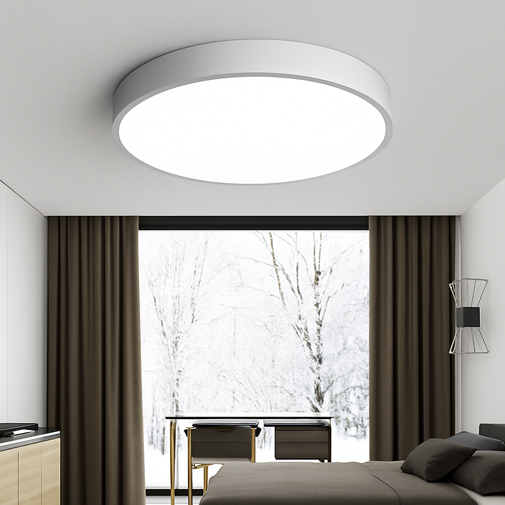 LED Plafondlamp Rond Dimbaar IJzer Frosted Glas Zwart Wit Woonkamer Slaapkamer Keuken Plafonnière Modern Minimalistisch 23cm 30cm 40cm 50cm 60cm | Sansoti