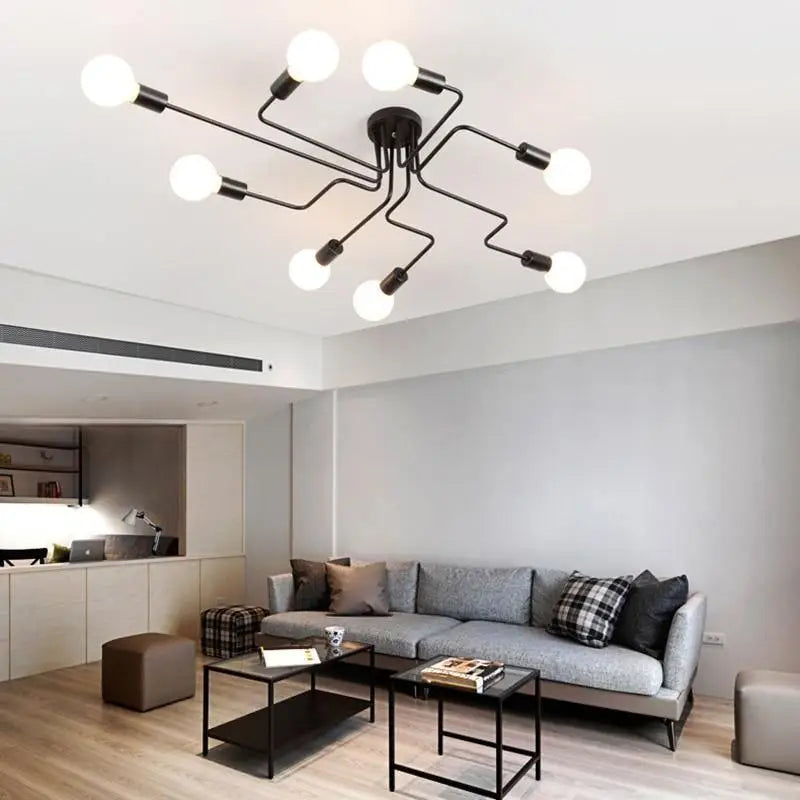 Deckenleuchte LED Design Schwarz Aluminium 8-Flammig Warmweiß Wohnzimmer Esszimmer Modern | Restfield