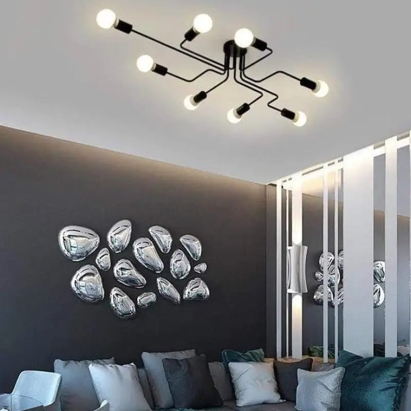 Deckenleuchte LED Design Schwarz Aluminium 8-Flammig Warmweiß Wohnzimmer Esszimmer Modern | Restfield
