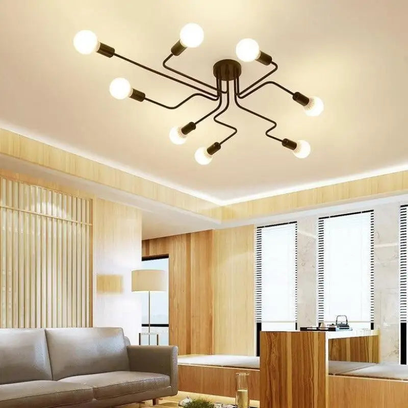 Deckenleuchte LED Design Schwarz Aluminium 8-Flammig Warmweiß Wohnzimmer Esszimmer Modern | Restfield