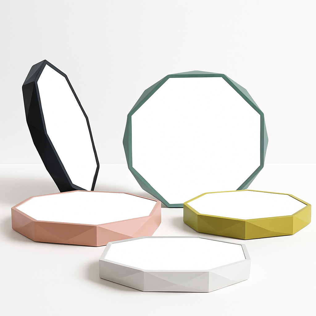 Plafonnier LED géométrique acrylique rose 30-60cm Chambre Chambre d'enfant Plafonnier octogonal Macaron Blanc Noir Vert Jaune Salon | Restfield