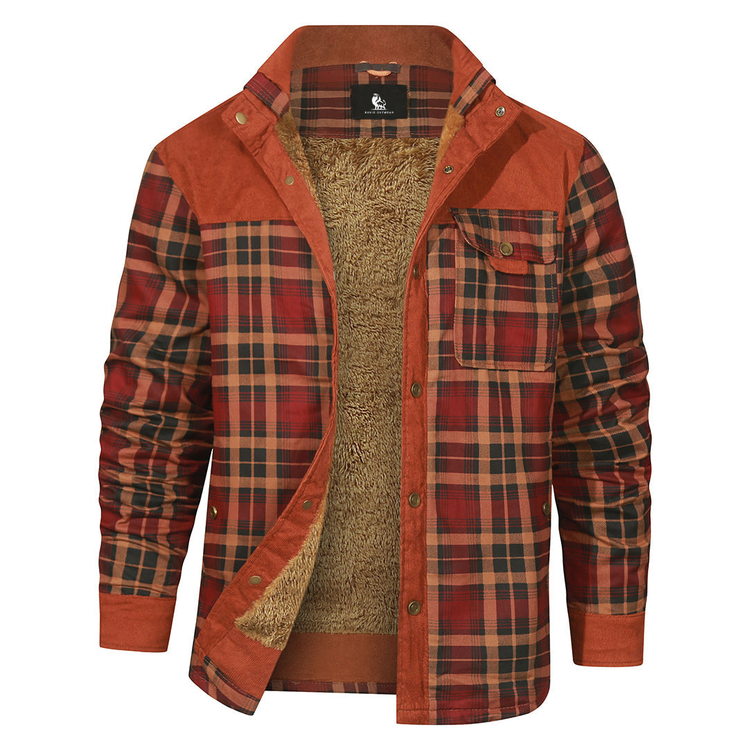 Geruite Overshirt Jas voor Heren Dubbellaags Houthakkershemd Tussenjas Katoenmix Casual Buitenkleding Rood | Sansoti