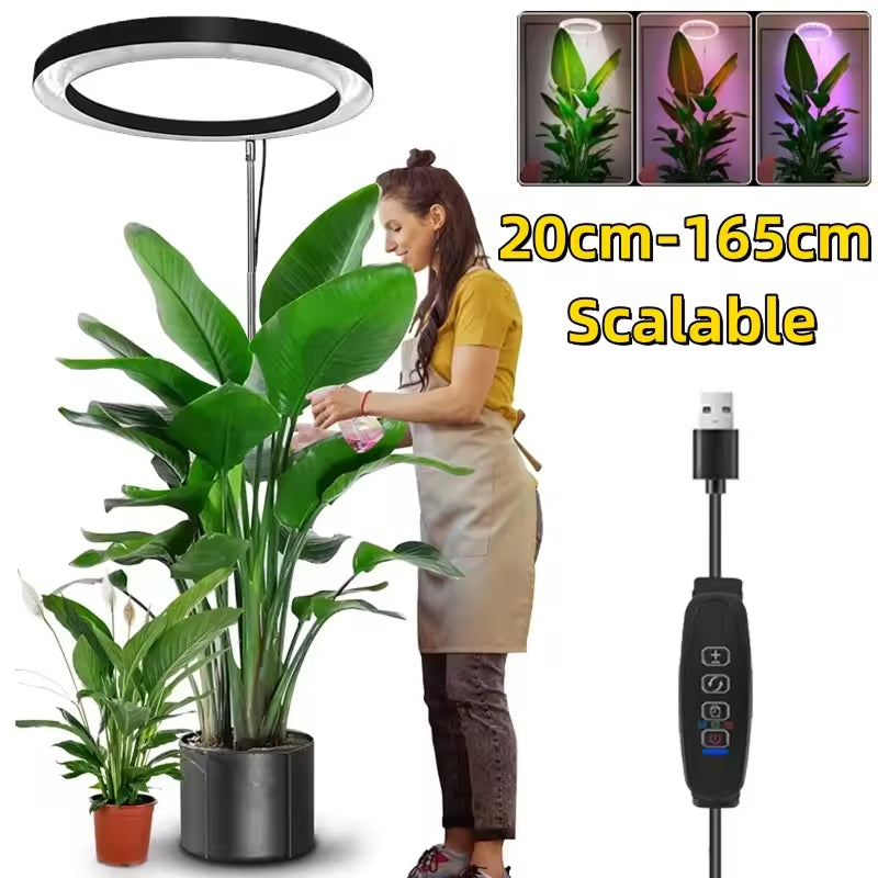 Adjustable LED Grow Light with Telescopic Stand, Automatic Timer and Spectrum for Vigorous Houseplants | Sansoti