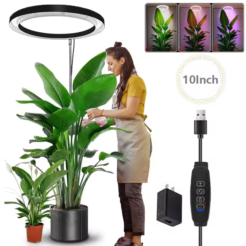 Adjustable LED Grow Light with Telescopic Stand, Automatic Timer and Spectrum for Vigorous Houseplants | Sansoti