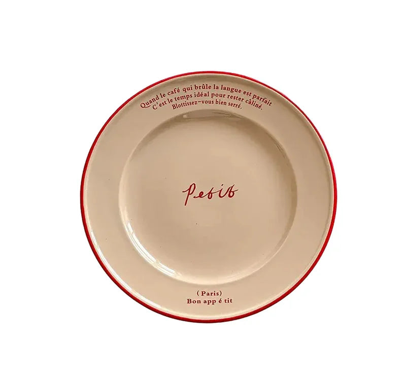 Decoratief Bord Pastel Frans Design Keramiek 20.5cm Ontbijt Tafelservies Cadeau | Sansoti