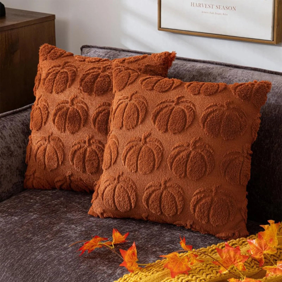 Housse de coussin citrouille d’Halloween en peluche 45x45 cm, coussin décoratif, décoration festive automnale et saisonnière pour la maison | Sansoti