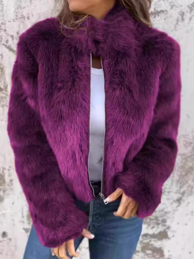 Gefütterte Damenjacke mit Reißverschluss Warme Winterjacke für Herbst und Winter Weiche Oversize-Jacke für Damen Bequem | Sansoti