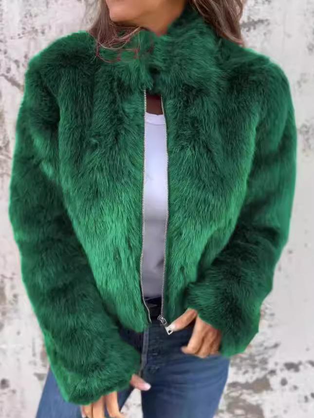 Gefütterte Damenjacke mit Reißverschluss Warme Winterjacke für Herbst und Winter Weiche Oversize-Jacke für Damen Bequem | Sansoti