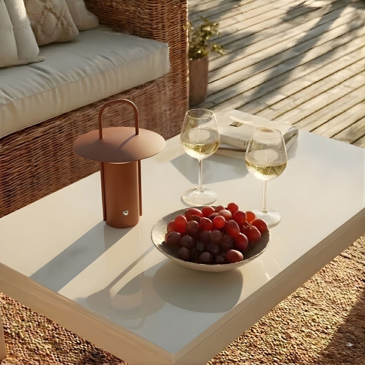 Portable Table Lamp with Handle 24 cm Dimmable Rechargeable LED Scandinavian Design for Indoor and Outdoor Use | Sansoti