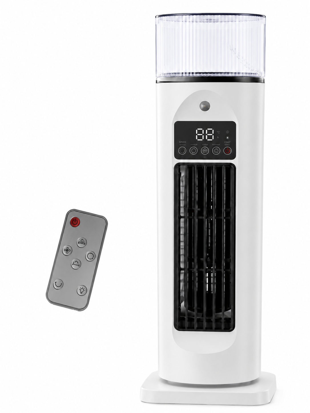 Mobiele 4-in-1 Kamerkoeler met Afstandsbediening Timer en Wielen voor Slaapkamer Kantoor Woonkamer Verkoeling | Sansoti