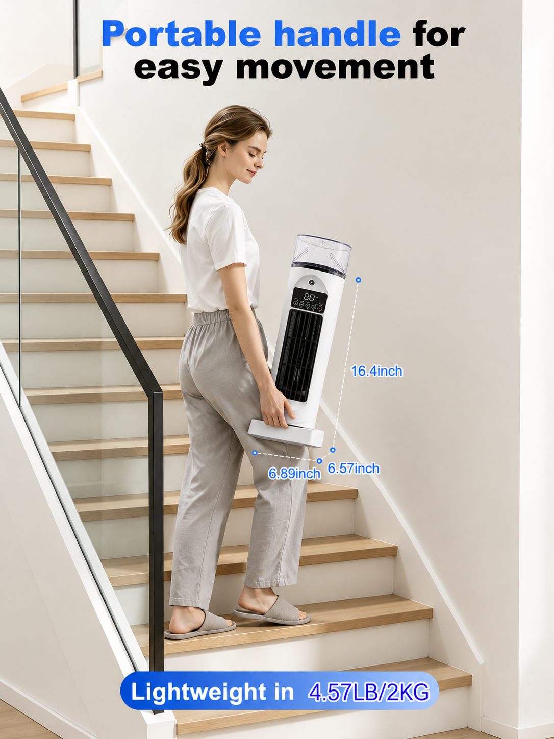 Mobiele 4-in-1 Kamerkoeler met Afstandsbediening Timer en Wielen voor Slaapkamer Kantoor Woonkamer Verkoeling | Sansoti