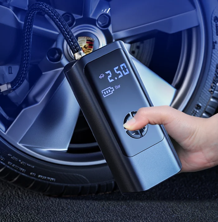 Compresseur de pneus portable 12V avec batterie, écran numérique, pompe à air pour voiture, vélo, moto et camping en déplacement | Sansoti