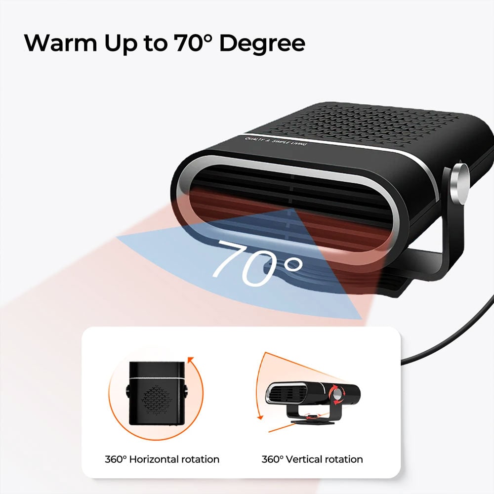 Autoverwarmer 12V Draagbaar met Ventilator Snelle Opwarming Ontdooien Dashboard Verwarming Auto Winter | Sansoti
