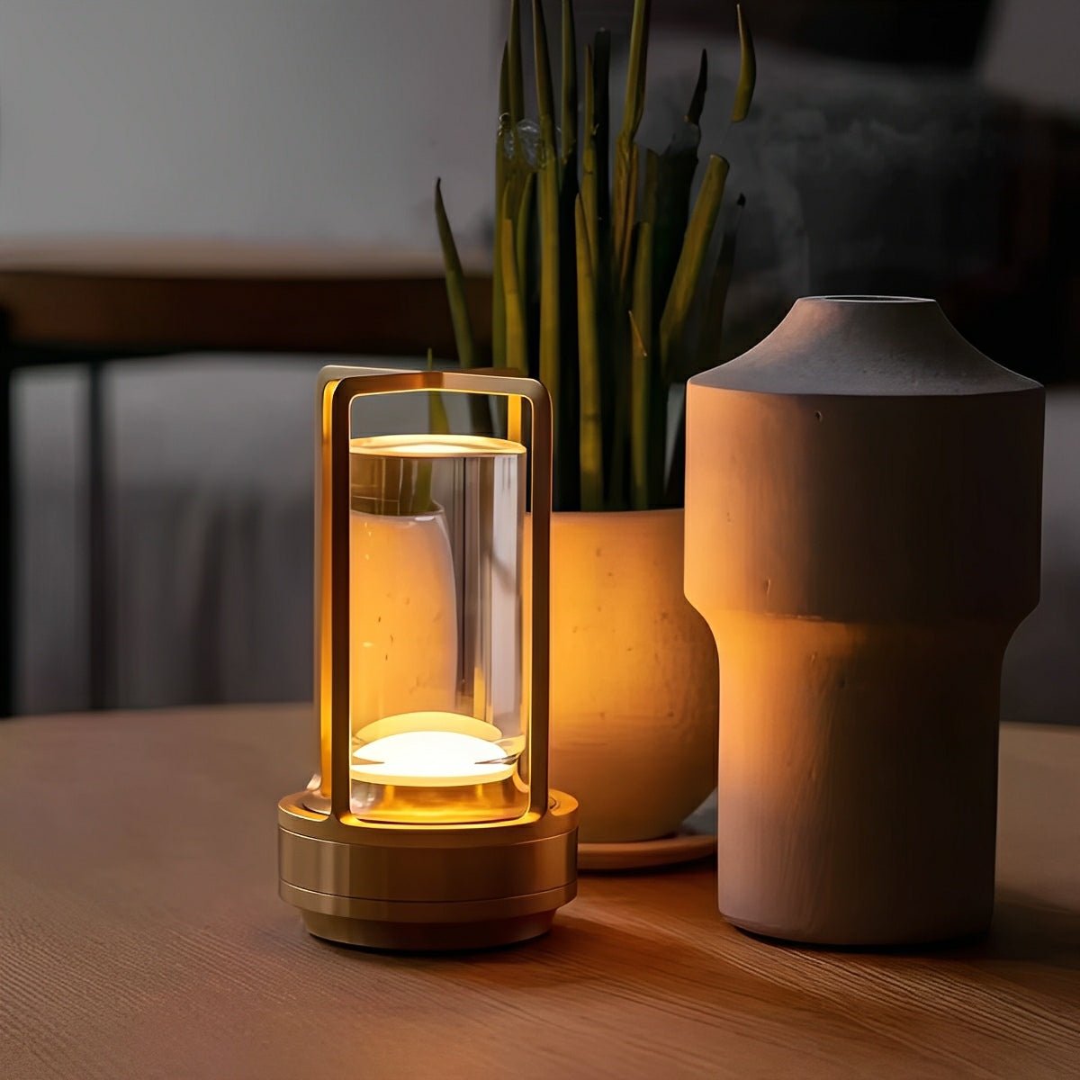 Draadloze Tafellamp Met Usb Oplaadbare Batterij Touch Dimming Led Lantaarn Modern Design Voor Slaapkamer En Woonkamer | Sansoti