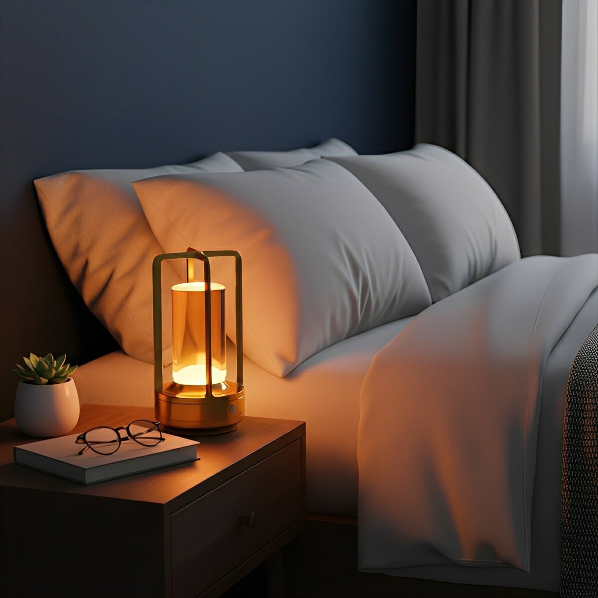 Draadloze Tafellamp Met Usb Oplaadbare Batterij Touch Dimming Led Lantaarn Modern Design Voor Slaapkamer En Woonkamer | Sansoti
