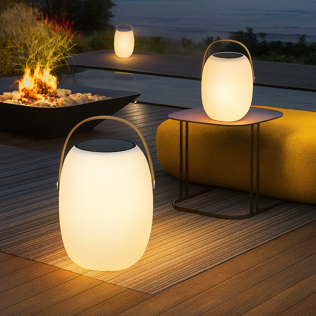 Bezprzewodowe lampy solarne do ogrodu i na taras, LED, nastrojowe oświetlenie, ładowalne, trwałe, lampa zewnętrzna na balkon, energia słoneczna | Sansoti