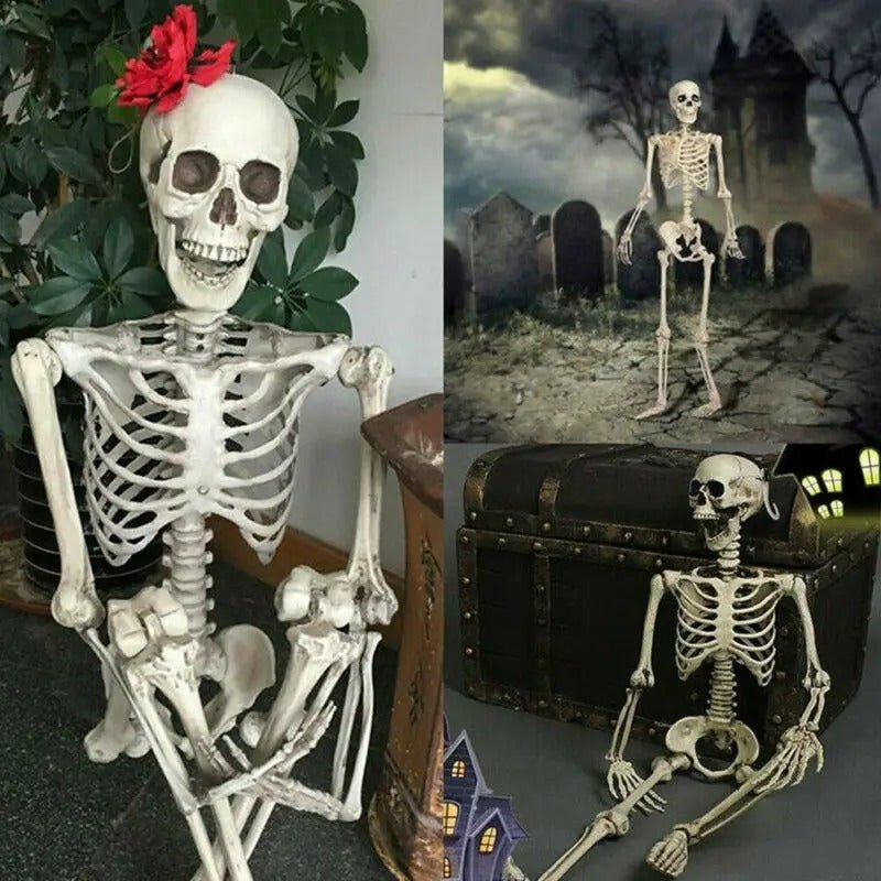 Decoratief Skelet Beweegbaar 40cm Wit Halloween Thema Griezel Decoratie voor Feesten Tuinen Horrorfeest | Sansoti
