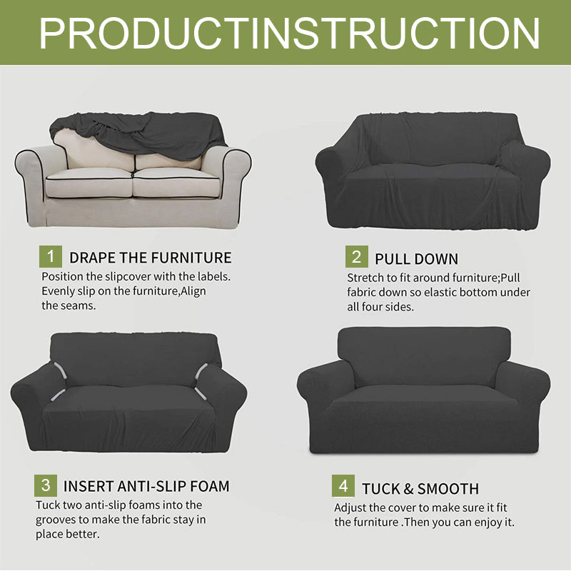Stretch Jacquard Sofa Cover with Anti-Scratch Protection for Living Room Sofa 1 2 3 4 5 Seats Adjustable Furniture Covers | Sansoti