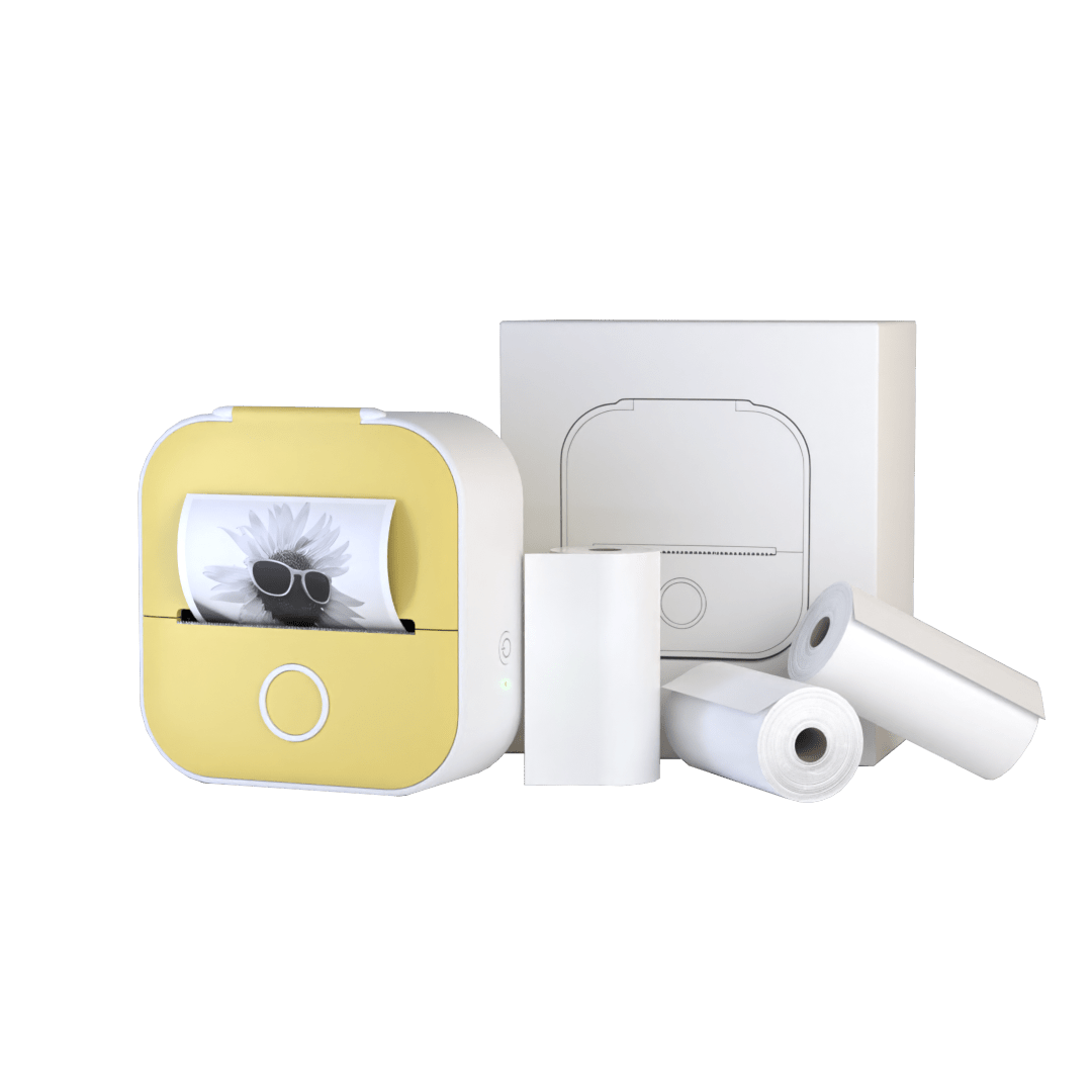 Tragbarer Mini-Drucker mit Bluetooth und Aufkleberrollen für Etiketten, Notizen und kreative Druckarbeiten | Restfield