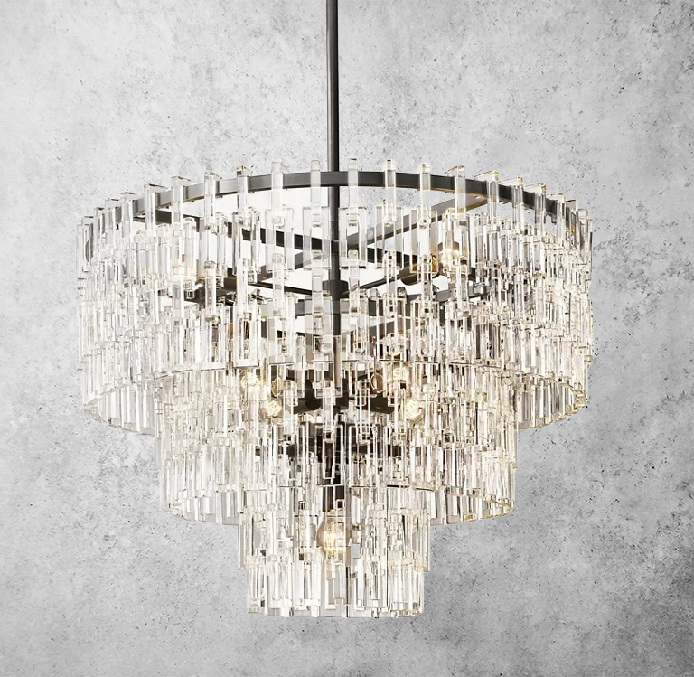 Kristallen Kroonluchter Meerdere Lagen Messing Glas Rond Plafond Verlichting Luxe Eetkamer Woonkamer Design | Sansoti